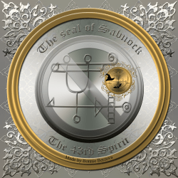 Demon Sabnock is described in the Goetia and this is his seal.