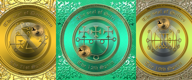 Dies sind die Siegel von Dantalion, Sitri und Sallos. Diese Dämonen sind in der Goetia beschrieben.